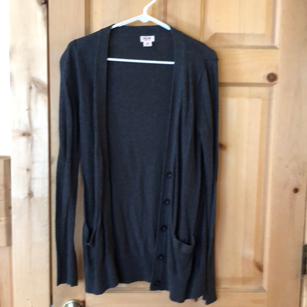 Dark grey button up sweater